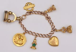 JEWELRY. 14kt Gold Bracelet With (7) 14kt Gold