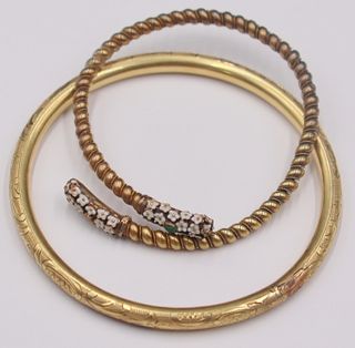 JEWELRY. (2) 14kt Yellow Gold Bangles.