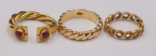 JEWELRY. (3) Antique Yellow Gold Bands.