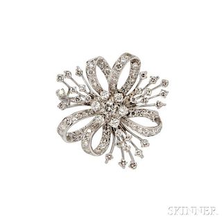 White Gold and Diamond Flower Brooch