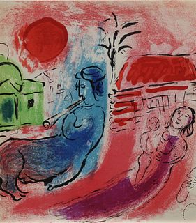 Marc Chagall - Maternite au Centaur (Red Background)