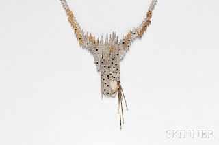 14kt Bicolor Gold, Mother-of-pearl, and Onyx "Sophistication" Necklace and Pendant, Erte
