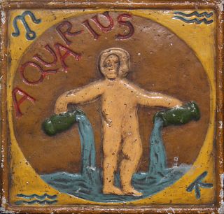 Unknown Artist - Antique Aquarius Bas Relief Sculpture