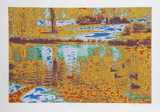 Max Epstein, Ducks in a Pond, Screenprint