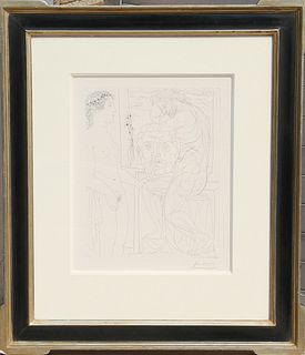 Pablo Picasso, Nude Model and Sculptures, Etching