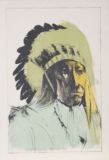 Leonard Baskin, Chief American Horse - Oglala Sioux, Lithograph