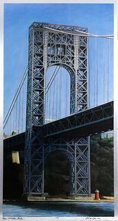 Richard Haas, George Washington Bridge, Lithograph and Screenprint on Aluminum
