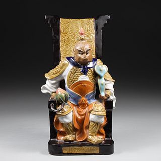 Chinese Ceramic Mudman Monkey King on Throne