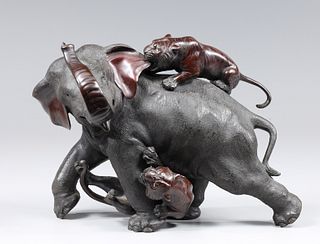 Antique Japanese Bronze Model of Elephant