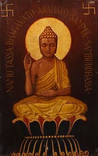 Oil/Linen Vintage Portrait of Buddha