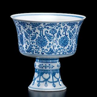 Chinese Blue and White Stem Cup 