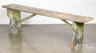 Painted mortised bench, 19th c.