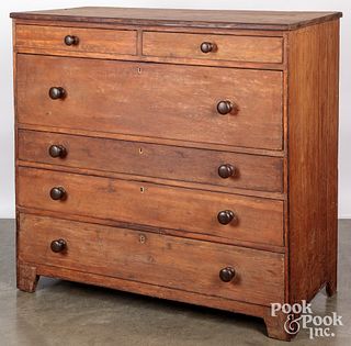 Pine chest of drawers, 19th c., 44" h., 46" w.