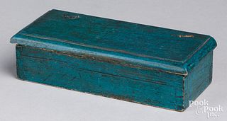 Painted pine pencil box, 19th c., retaining an old