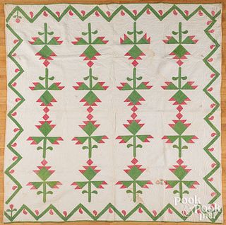 Pennsylvania patchwork floral quilt, initialed CV
