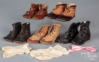 Five pairs of children's shoes, 19th c.