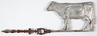 Tin cow weathervane, early 20th c., with iron dire