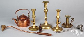 Miscellaneous metalware, 19th c., to include brass