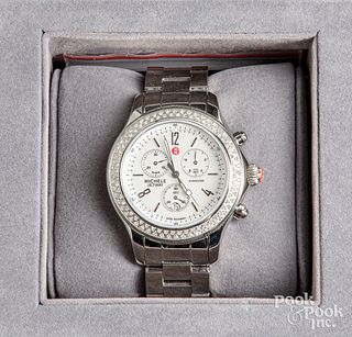 Michele Jetway wristwatch with diamond bezel.