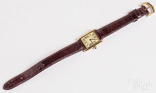 Must de Cartier silver gilt ladies wristwatch.