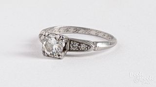 Platinum and diamond ring, 2.2 dwt., size - 6 1/2.