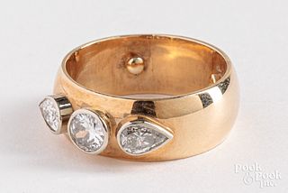 14K gold and diamond ring, 8 dwt., size - 10.