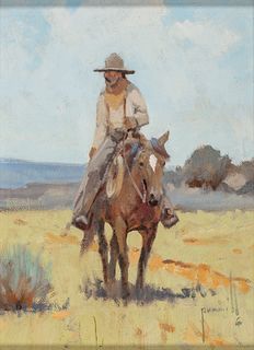 Robert Pummill (b. 1936) - Cowboy on His Horse