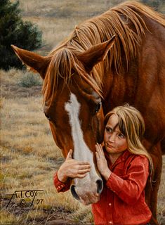 Tim Cox (b. 1957) - A Girl and Her Horse (1997)
