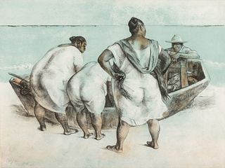 Francisco Zuniga (1912-1998) - Three Women by the Sea (1977)