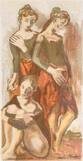MOSES SOYER (1899-1974) PENCIL SIGNED COLOR LITHOGRAPH