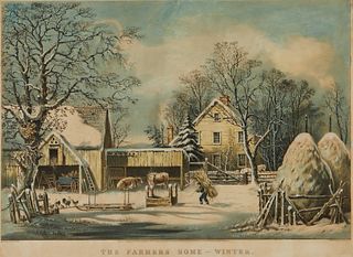 Currier & Ives "The Farmers Home - Winter" Print