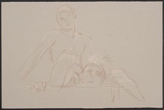 Paul Cadmus David & Goliath Study Crayon on Paper