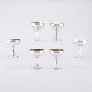 Set 6 J.S. Co Sterling Silver Champagne Goblets