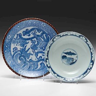 Two Chinese Blue and White Plates 