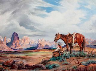 WESTERN LANDSCAPE DATED 1944 AND SIGNED 'PEPITO'