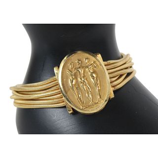 14K Gold David Stern Carved Figure Bracelet 37g