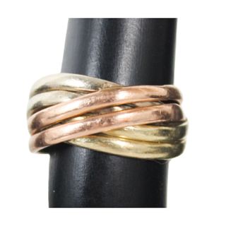 14K Multi Colored Gold Twisted Ring, 4.5g