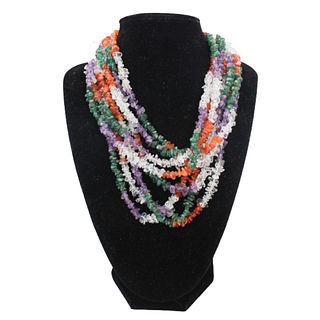 Handmade Multi Color Acrylic Bead Necklace
