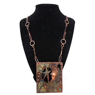 Handmade Copper Moon Sun & Stars Necklace