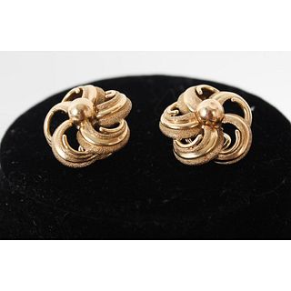 14K Gold Dan Frere Flower Clip On Earrings 13g