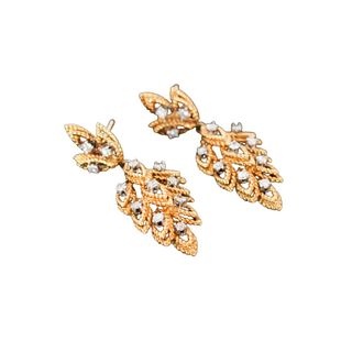 Pair of Gold & Diamond Earrings 9g