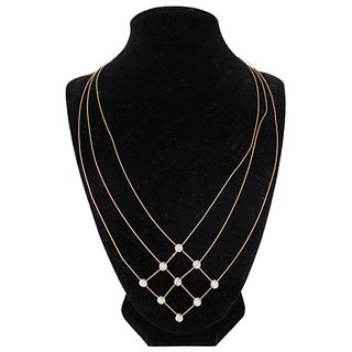 14K Wire & Diamond Fish Net Style Necklace