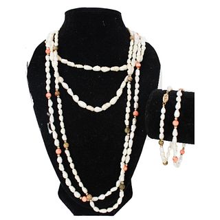 Set of 3 Freshwater Pearl Necklaces & 2 Bracelets