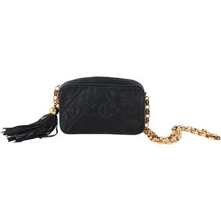 Vintage Chanel Black Satin Tassel w/ Bijoux Chain