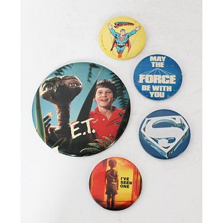 Original Buttons Promoting Star Wars, Superman, ET