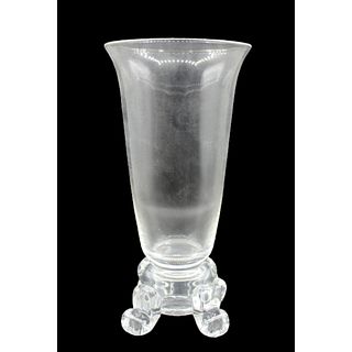 Steuben Clear Glass Footed Vase