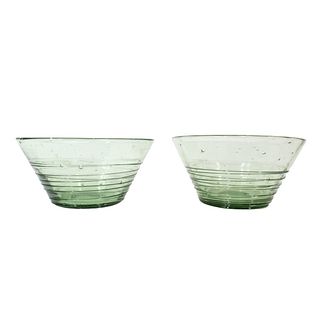 Pair Steuben Spanish Green Bowls