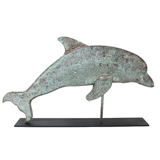 Oxidized Dolphin Sculpture on Stand