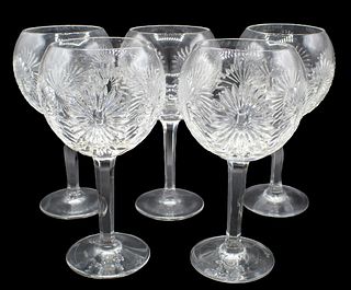Set of (5) Waterford "Health" Crystal Goblets