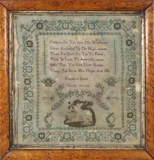 Early 19th Century Antique Sampler, Dated 1828